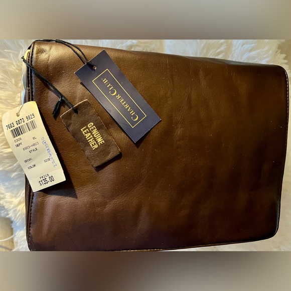 Charter Club Dark Brown Leather Tote - Picture 1 of 10